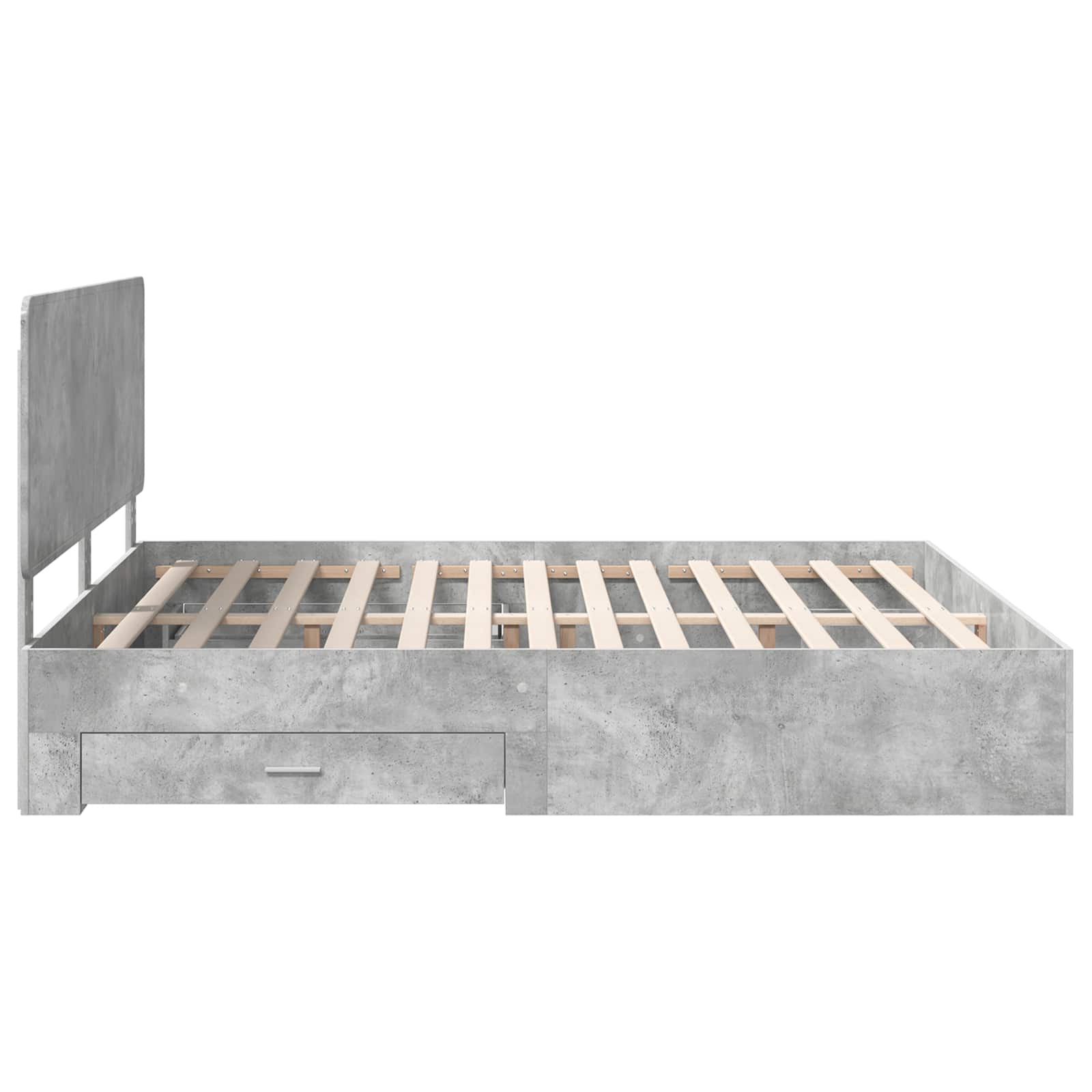 Bedframe met hoofdeinde Beton Grijs 200 x 200 cm Bewerkt hout