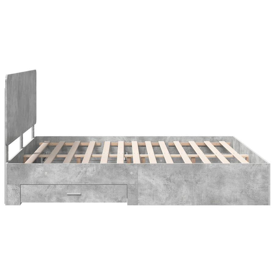 Bedframe met hoofdeinde Beton Grijs 200 x 200 cm Bewerkt hout