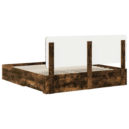 Bedframe met hoofdeinde Gerookt eiken 200 x 200 cm Bewerkt hout