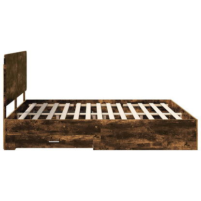 Bedframe met hoofdeinde Gerookt eiken 200 x 200 cm Bewerkt hout