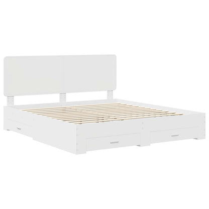 Bedframe met hoofdeinde met lade Wit 180 x 200 cm Bewerkt hout