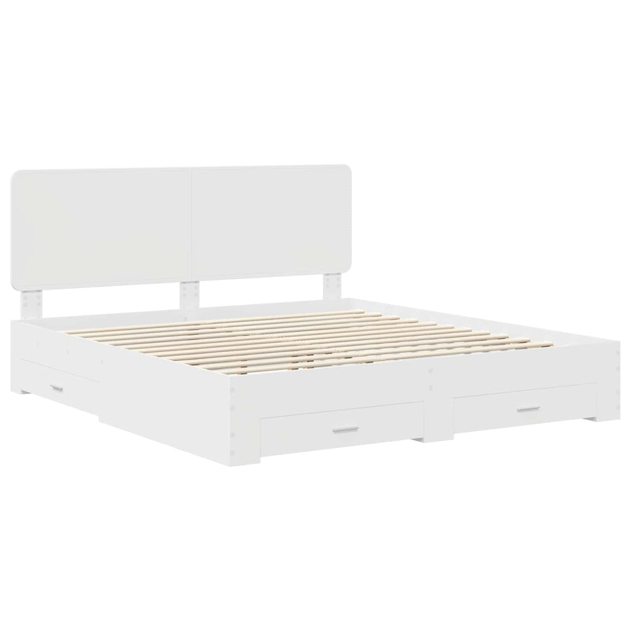 Bedframe met hoofdeinde met lade Wit 180 x 200 cm Bewerkt hout