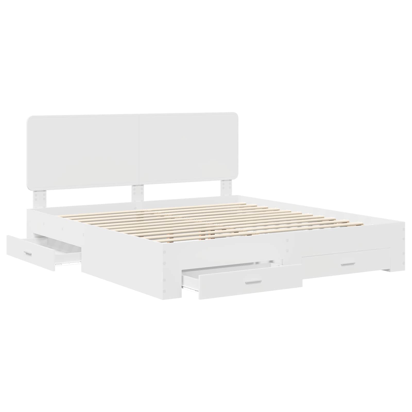 Bedframe met hoofdeinde met lade Wit 180 x 200 cm Bewerkt hout