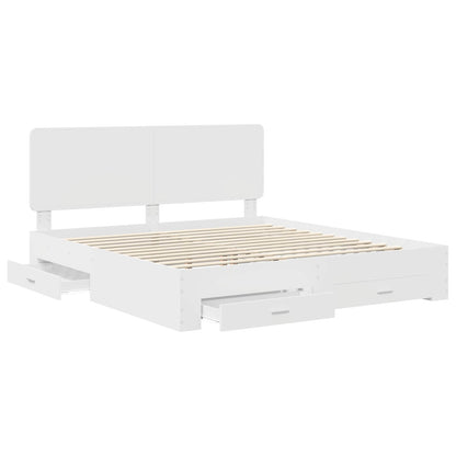 Bedframe met hoofdeinde met lade Wit 180 x 200 cm Bewerkt hout