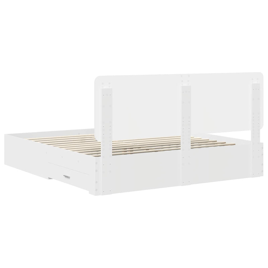 Bedframe met hoofdeinde met lade Wit 180 x 200 cm Bewerkt hout