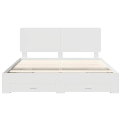 Bedframe met hoofdeinde met lade Wit 180 x 200 cm Bewerkt hout