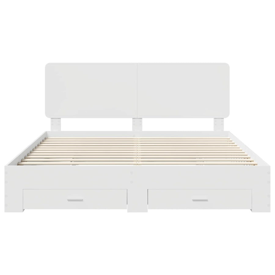 Bedframe met hoofdeinde met lade Wit 180 x 200 cm Bewerkt hout