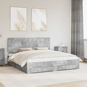 Bedframe 180x200 cm beton grijs bewerkt hout