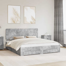 Bedframe met hoofdeinde Beton Grijs 180 x 200 cm Bewerkt hout