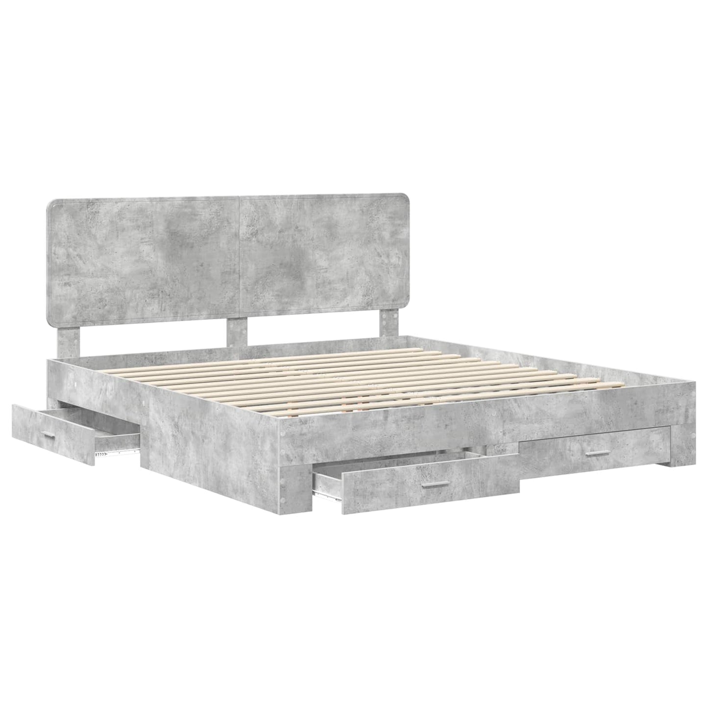 Bedframe met hoofdeinde Beton Grijs 180 x 200 cm Bewerkt hout