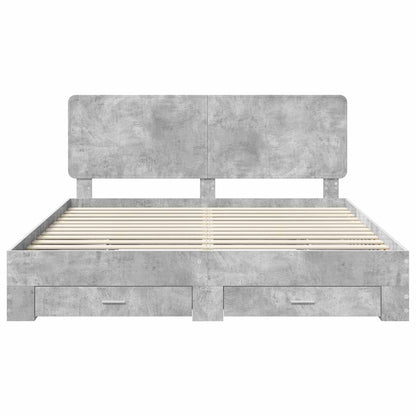 Bedframe met hoofdeinde Beton Grijs 180 x 200 cm Bewerkt hout