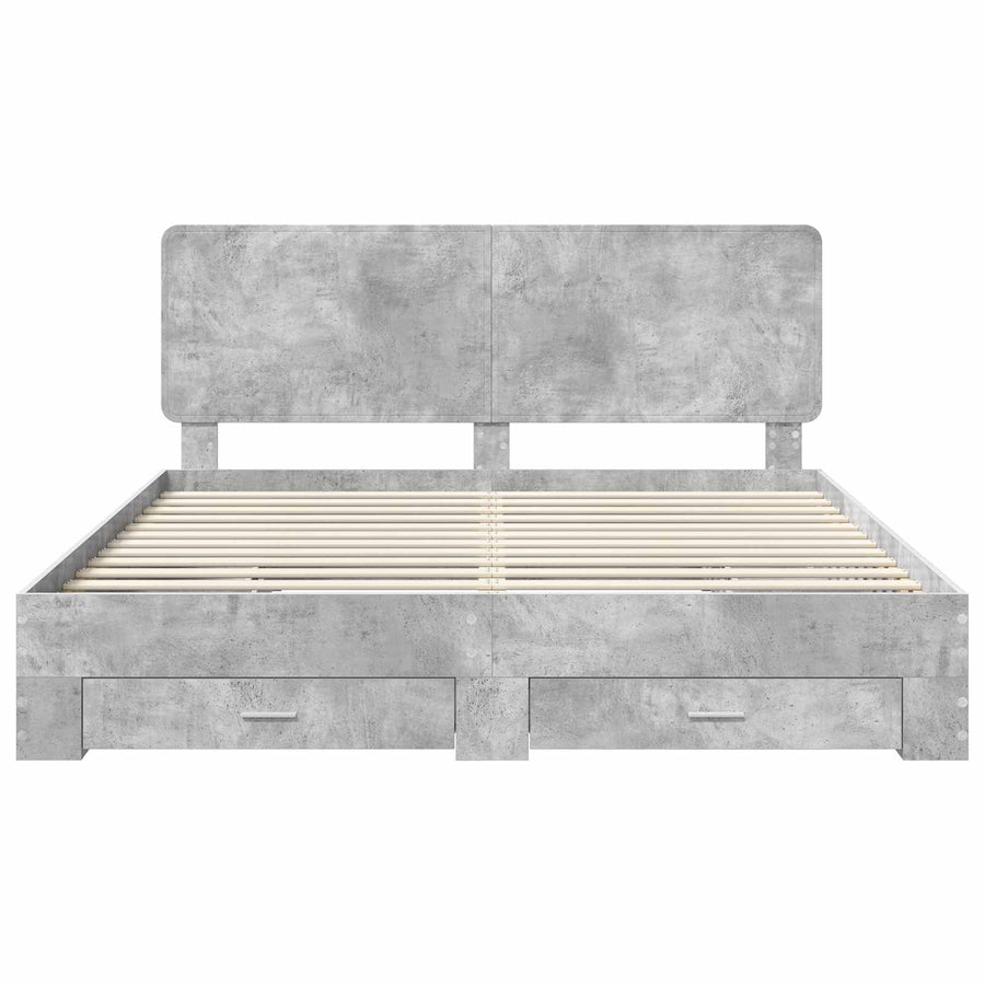 Bedframe met hoofdeinde Beton Grijs 180 x 200 cm Bewerkt hout