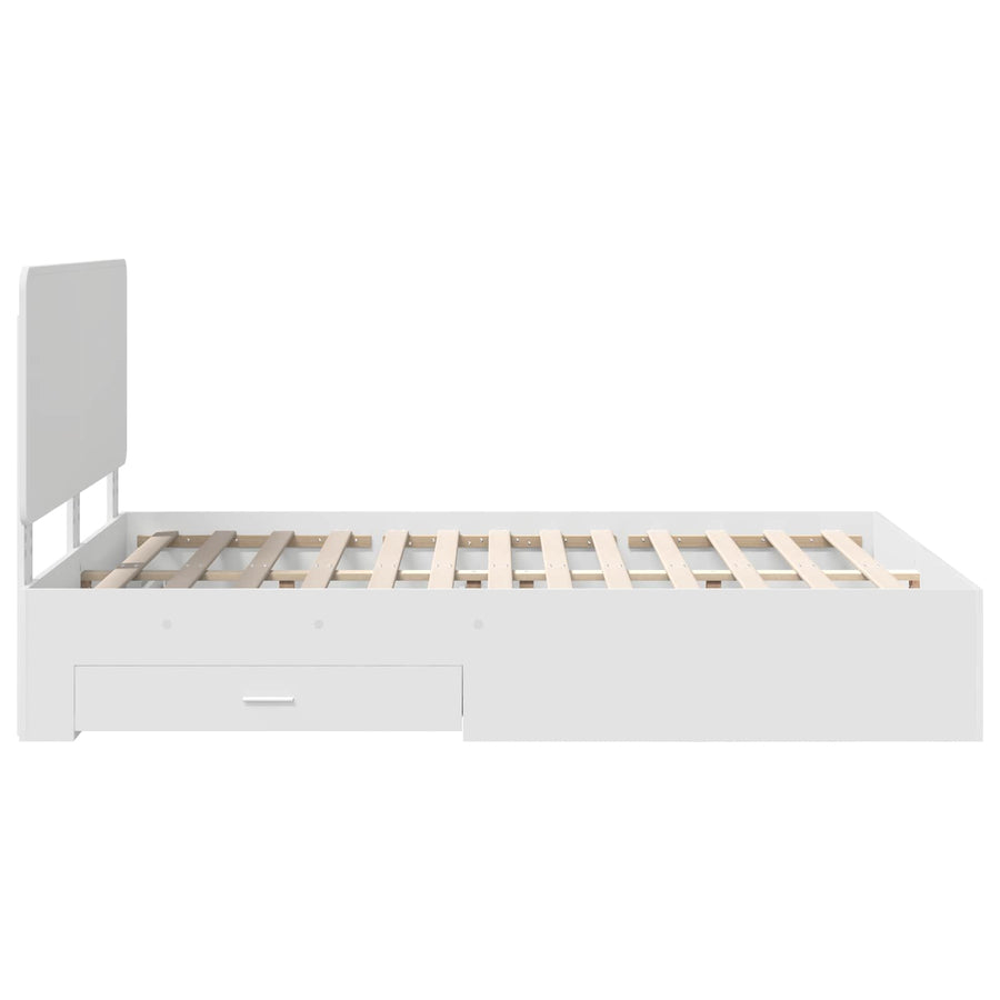 Bedframe met hoofdeinde met lade Wit 160 x 200 cm Bewerkt hout