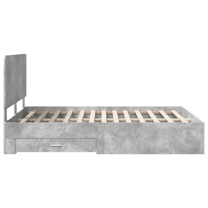 Bedframe met hoofdeinde Beton Grijs 160 x 200 cm Bewerkt hout