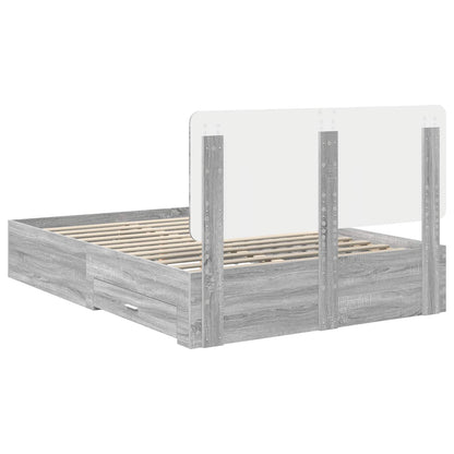 Bedframe met hoofdeinde Grijs Sonoma 160 x 200 cm Bewerkt hout