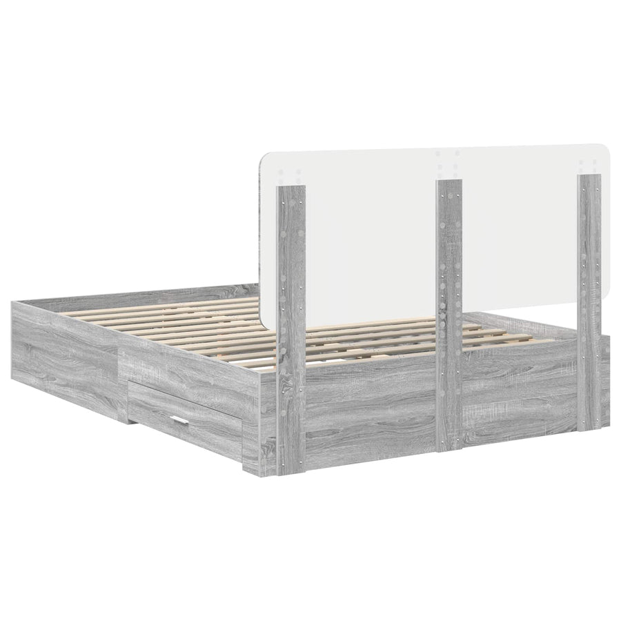 Bedframe met hoofdeinde Grijs Sonoma 160 x 200 cm Bewerkt hout
