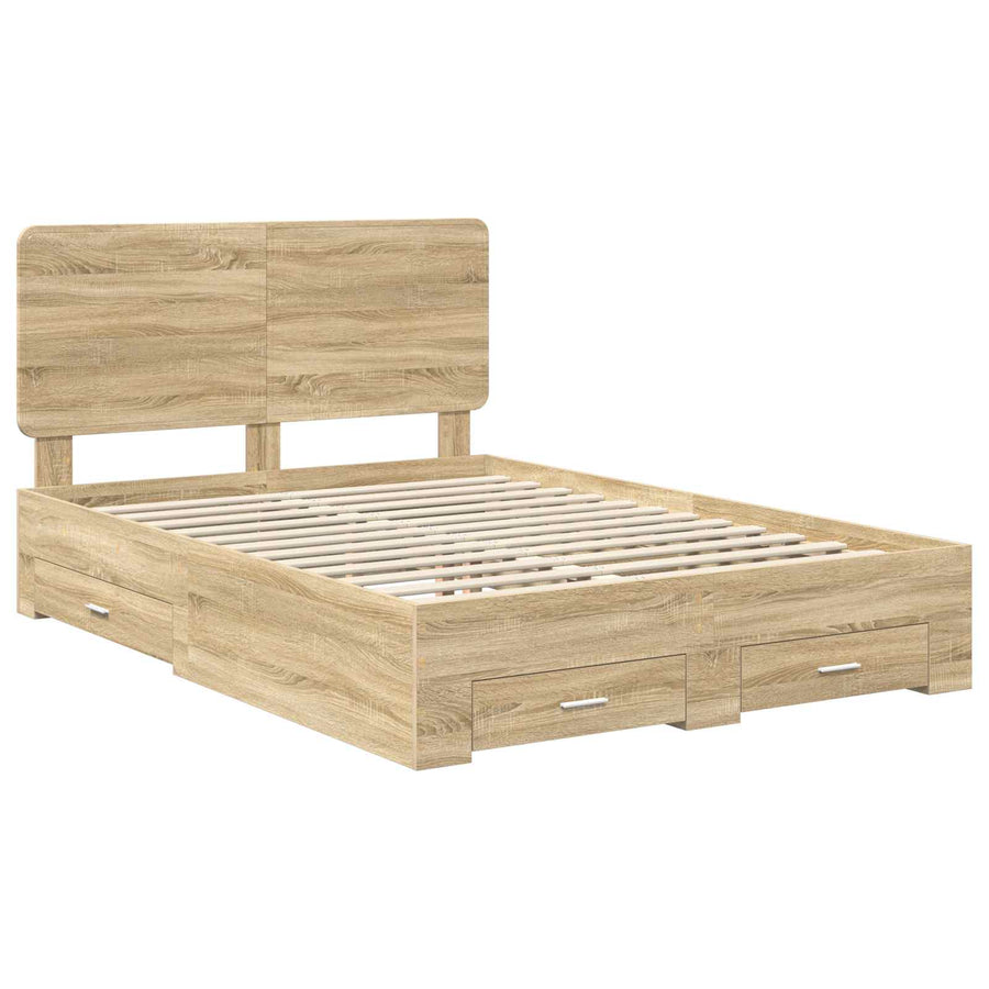 Bedframe met hoofdeinde Sonoma Eiken 150 x 200 cm Bewerkt hout