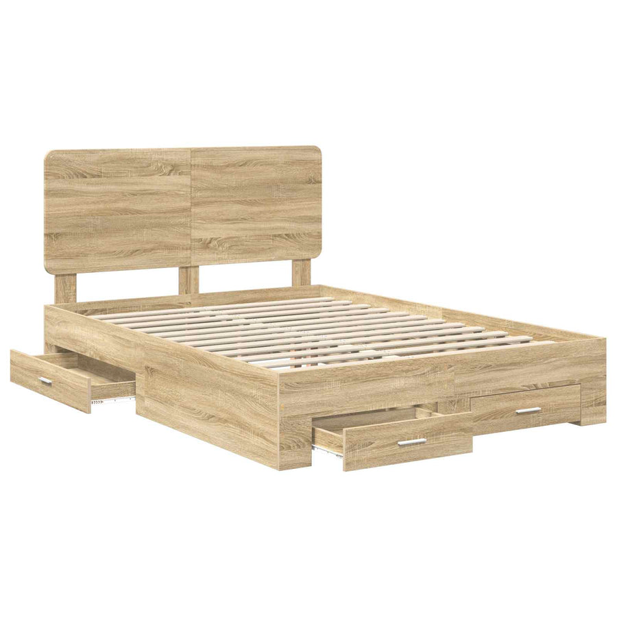 Bedframe met hoofdeinde Sonoma Eiken 150 x 200 cm Bewerkt hout