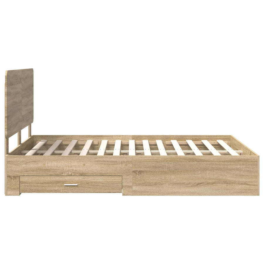Bedframe met hoofdeinde Sonoma Eiken 150 x 200 cm Bewerkt hout