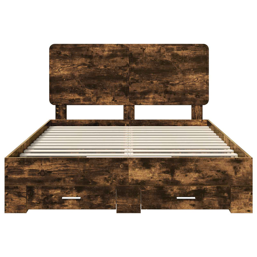 Bedframe met hoofdeinde Gerookt eiken 150 x 200 cm Bewerkt hout