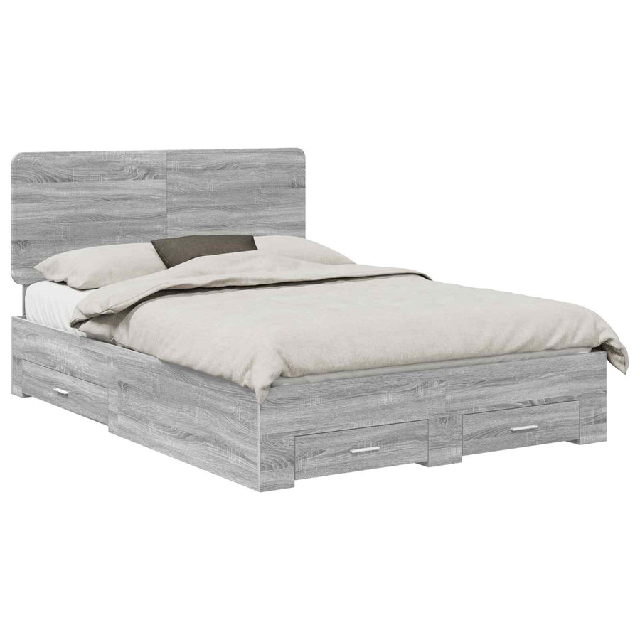 Bedframe met hoofdeinde Grijs Sonoma 150 x 200 cm Bewerkt hout
