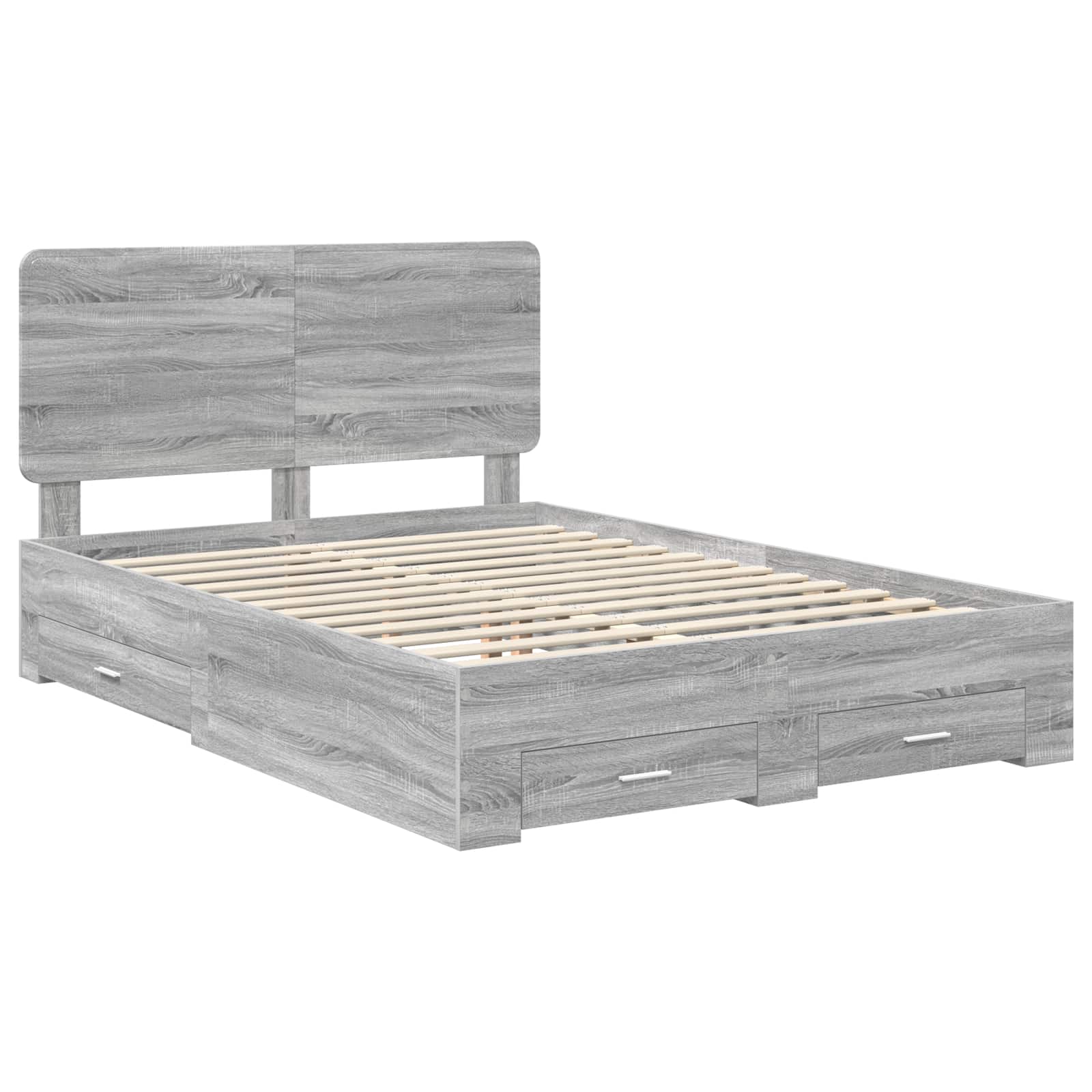 Bedframe met hoofdeinde Grijs Sonoma 150 x 200 cm Bewerkt hout