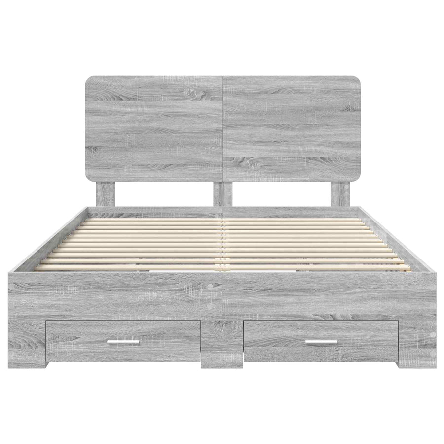 Bedframe met hoofdeinde Grijs Sonoma 150 x 200 cm Bewerkt hout