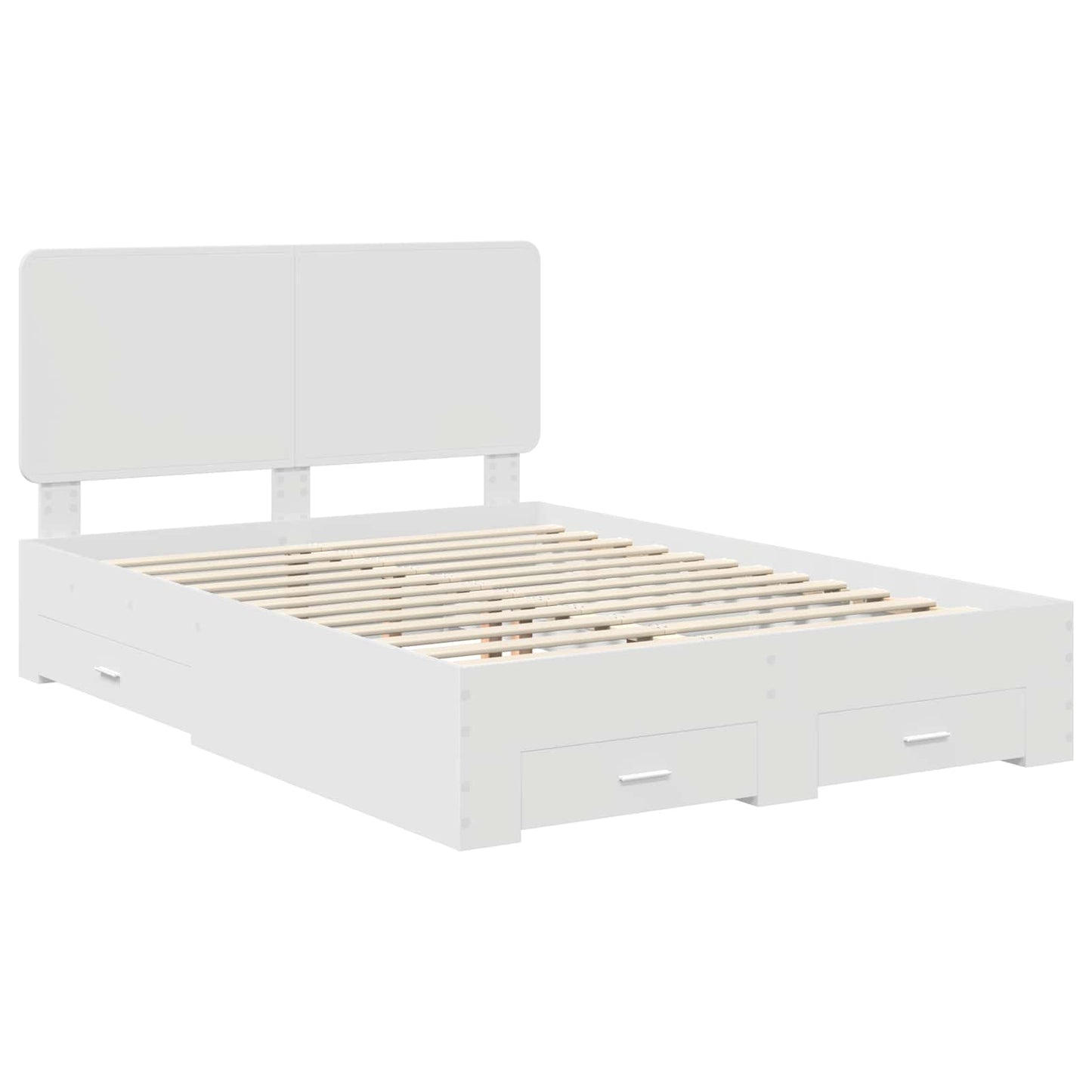 Bedframe met hoofdeinde met lade Wit 140 x 200 cm Bewerkt hout