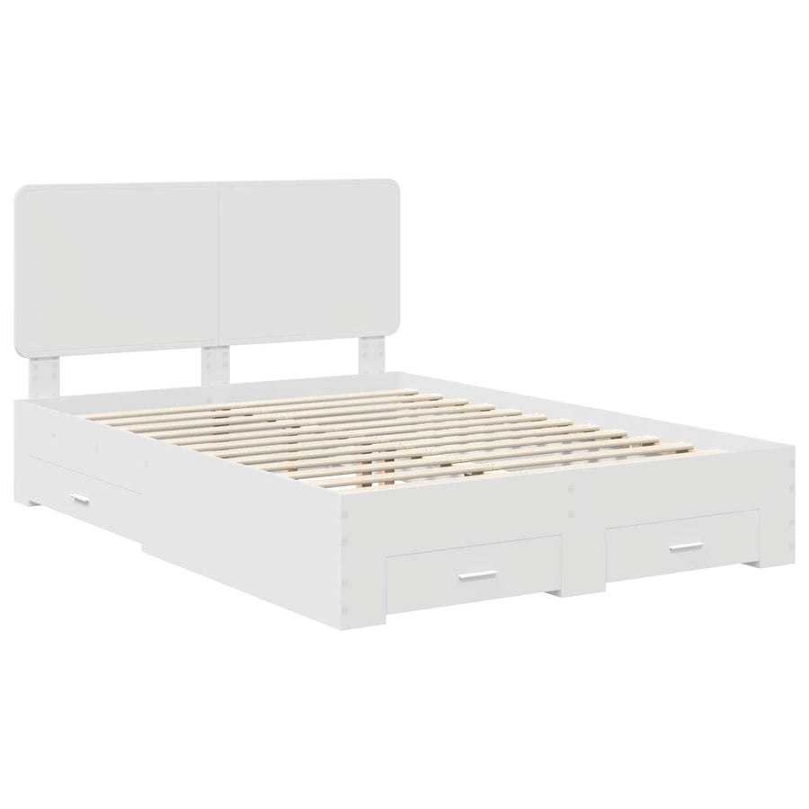 Bedframe met hoofdeinde met lade Wit 140 x 200 cm Bewerkt hout