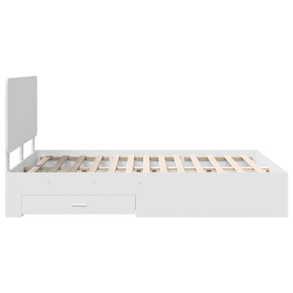 Bedframe met hoofdeinde met lade Wit 140 x 200 cm Bewerkt hout