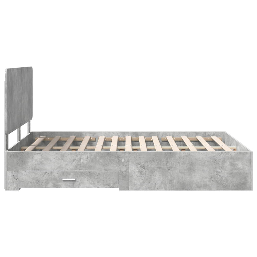 Bedframe met hoofdeinde Beton Grijs 140 x 200 cm Bewerkt hout