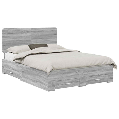 Bedframe met hoofdeinde Grijs Sonoma 140 x 200 cm Bewerkt hout