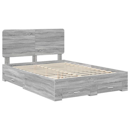 Bedframe met hoofdeinde Grijs Sonoma 140 x 200 cm Bewerkt hout