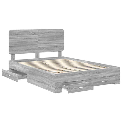 Bedframe met hoofdeinde Grijs Sonoma 140 x 200 cm Bewerkt hout