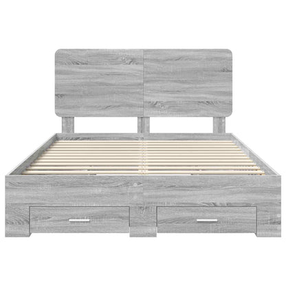 Bedframe met hoofdeinde Grijs Sonoma 140 x 200 cm Bewerkt hout