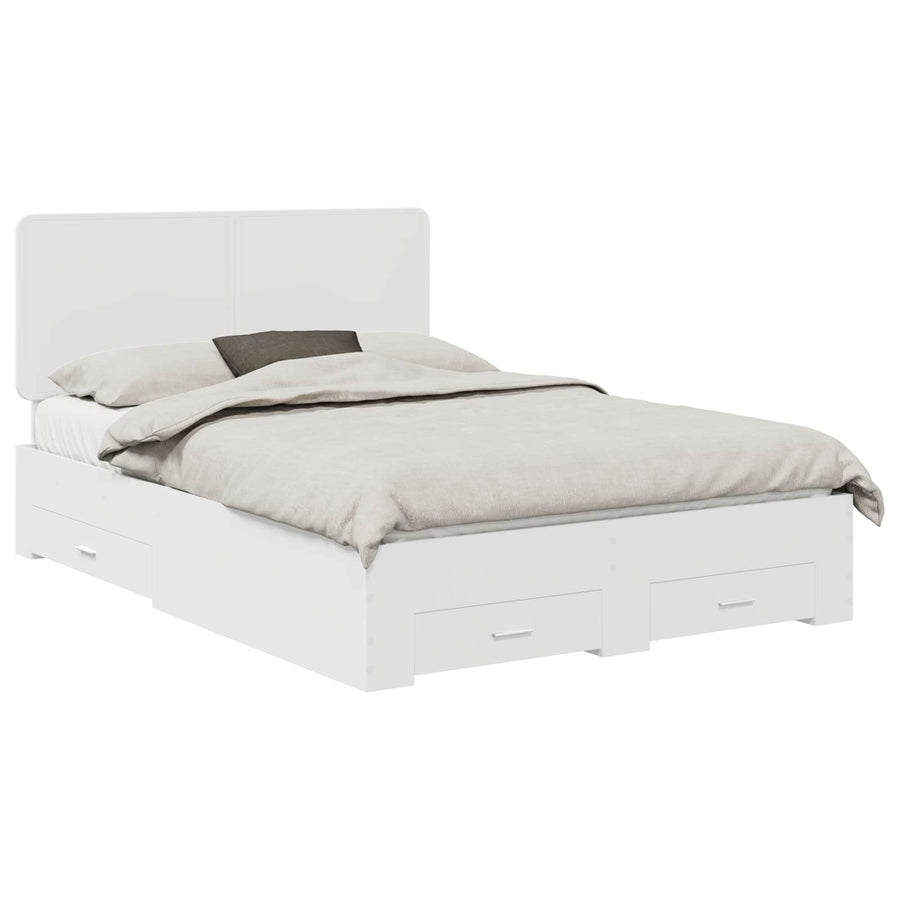 Bedframe met hoofdeinde met lade Wit 140 x 190 cm Bewerkt hout
