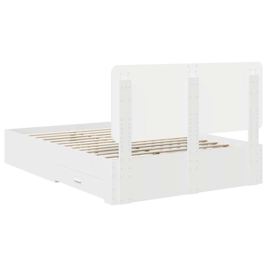 Bedframe met hoofdeinde met lade Wit 140 x 190 cm Bewerkt hout