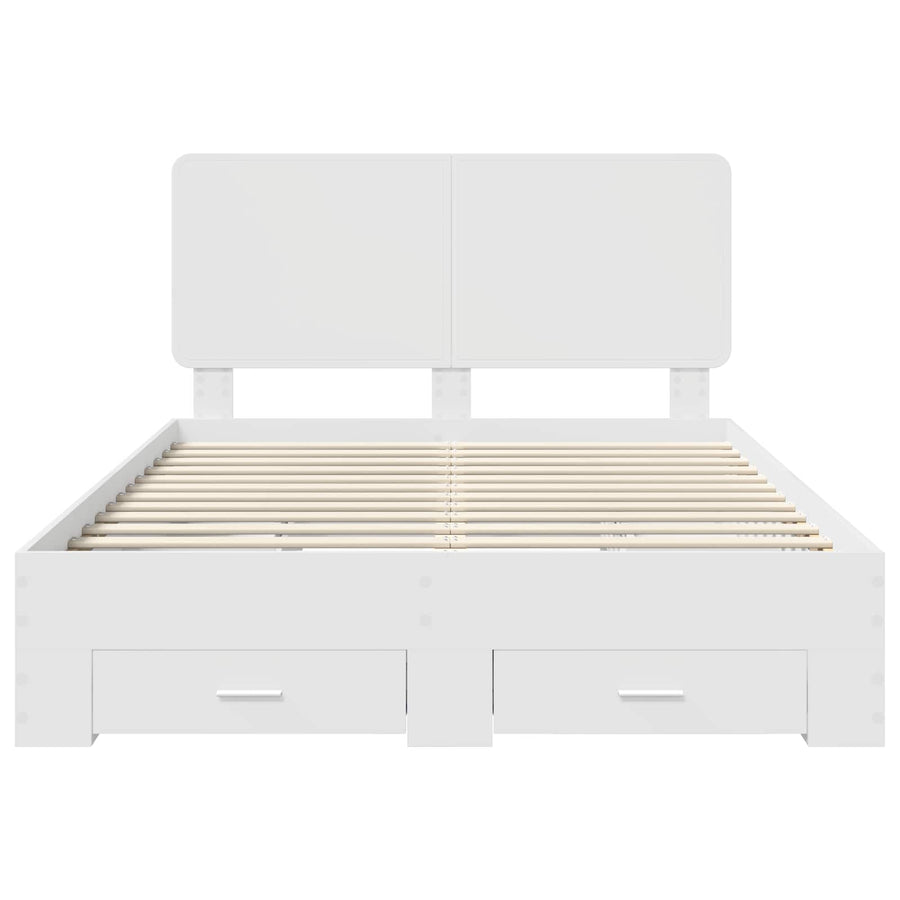 Bedframe met hoofdeinde met lade Wit 140 x 190 cm Bewerkt hout