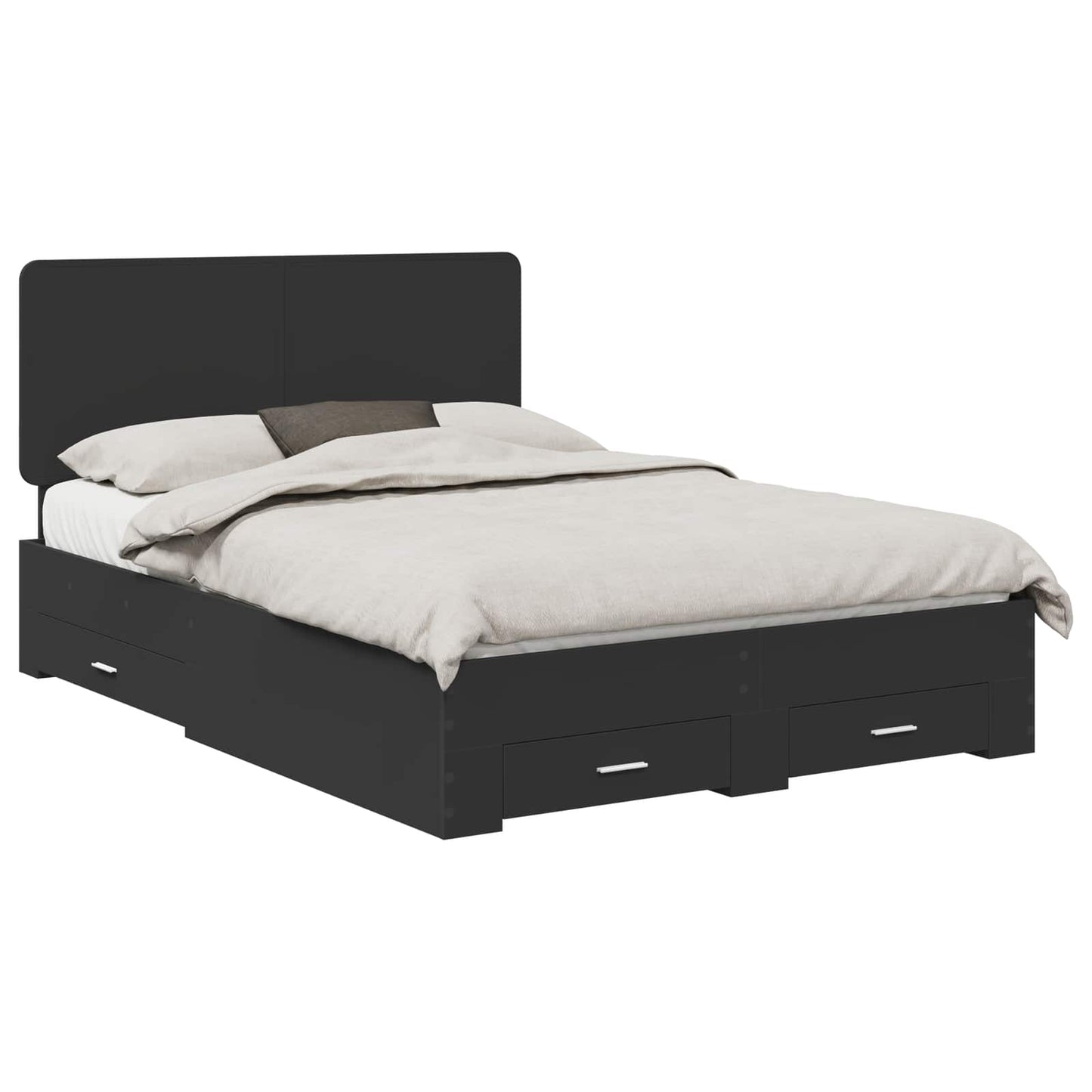 Bedframe Met Hoofdeinde Bewerkt Hout 140 x 190 cm Zwart