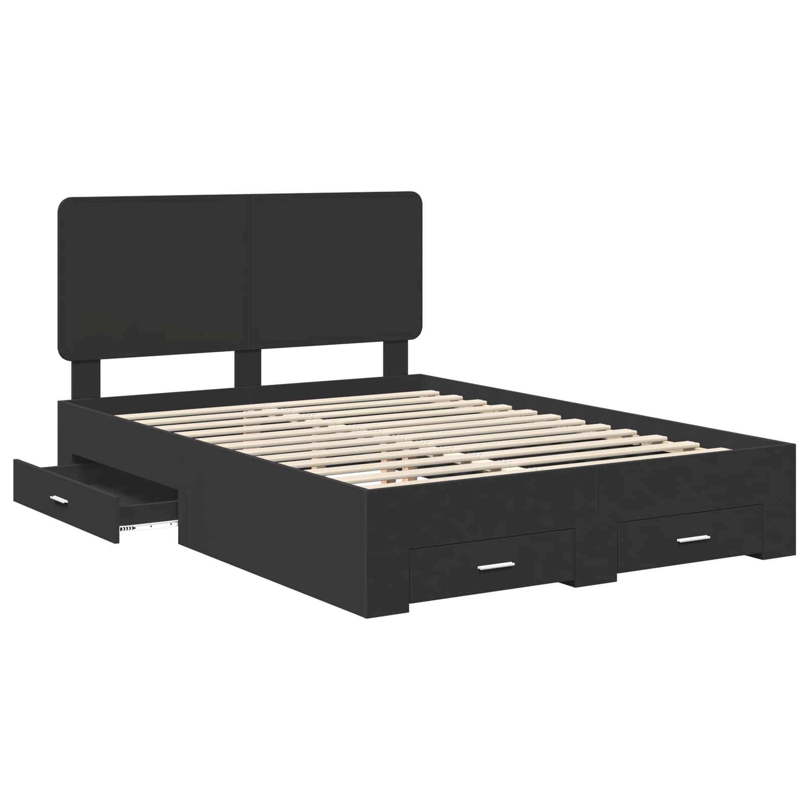 Bedframe Met Hoofdeinde Bewerkt Hout 140 x 190 cm Zwart