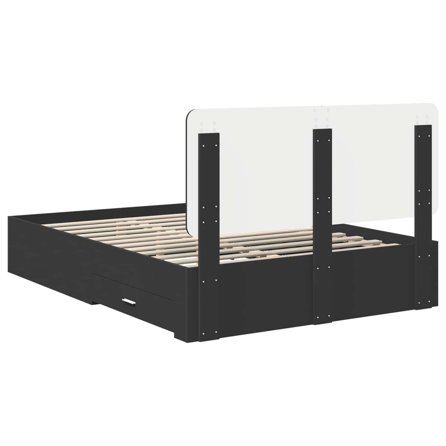 Bedframe Met Hoofdeinde Bewerkt Hout 140 x 190 cm Zwart