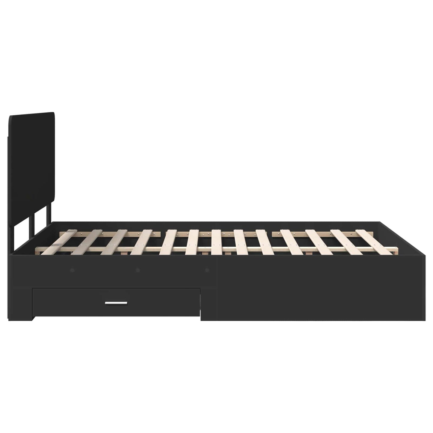 Bedframe Met Hoofdeinde Bewerkt Hout 140 x 190 cm Zwart