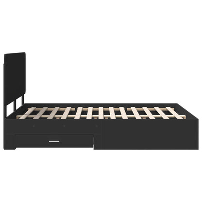 Bedframe Met Hoofdeinde Bewerkt Hout 140 x 190 cm Zwart