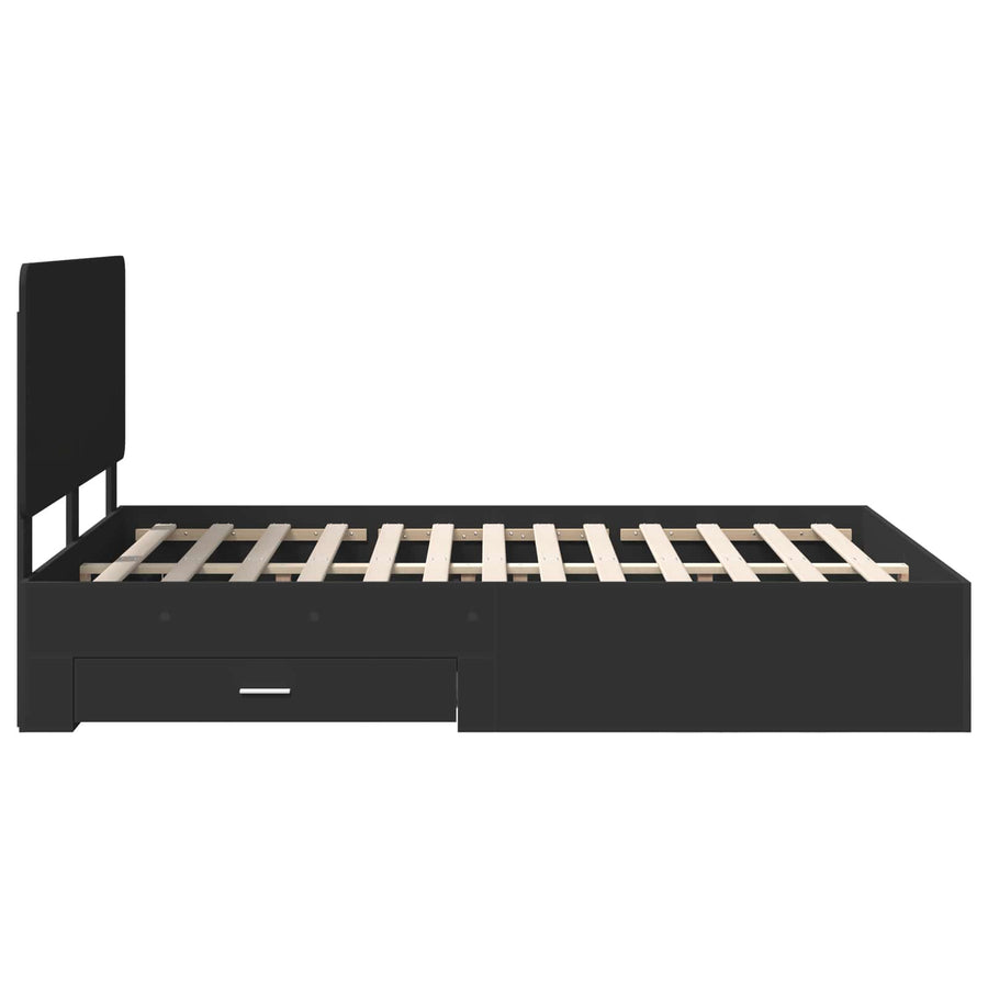 Bedframe Met Hoofdeinde Bewerkt Hout 140 x 190 cm Zwart