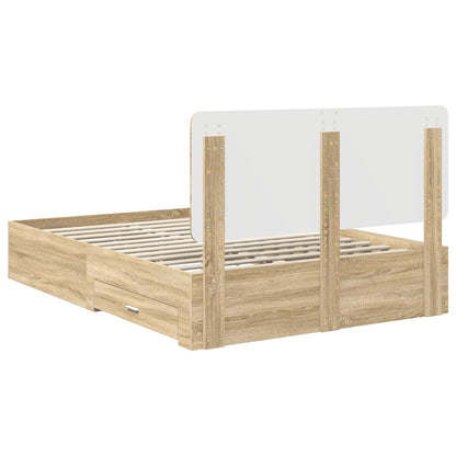 Bedframe met hoofdeinde Sonoma Eiken 140 x 190 cm Bewerkt hout