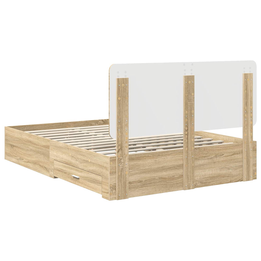 Bedframe met hoofdeinde Sonoma Eiken 140 x 190 cm Bewerkt hout