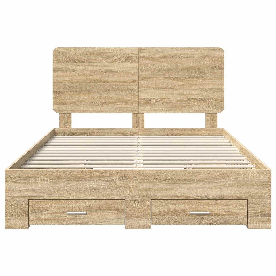 Bedframe met hoofdeinde Sonoma Eiken 140 x 190 cm Bewerkt hout
