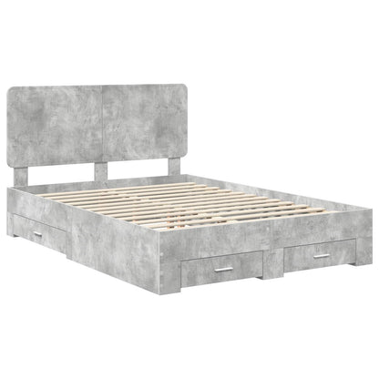 Bedframe met hoofdeinde Beton Grijs 140 x 190 cm Bewerkt hout