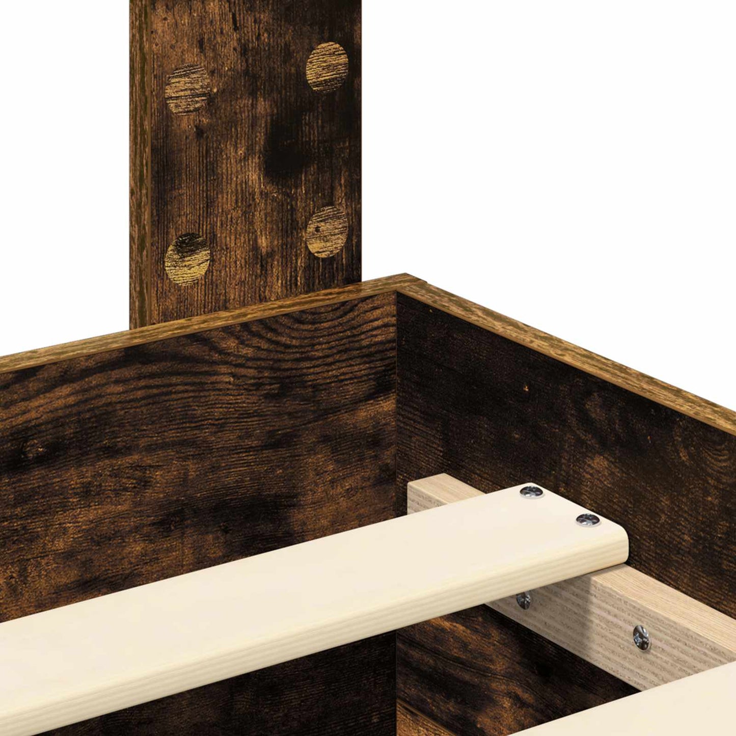 Bedframe met hoofdeinde Gerookt eiken 140 x 190 cm Bewerkt hout