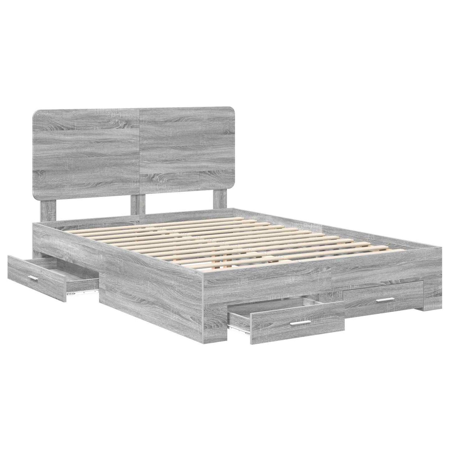 Bedframe met hoofdeinde Grijs Sonoma 140 x 190 cm Bewerkt hout